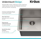 Kraus Kitchen Sink - Kraus Standart Pro 17-Inch Undermount Single Bowl, 16 Gauge Stainless Steel Kitchen Sinks, KHU101-17