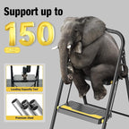 2 Step Ladder, Heavy-Duty Pass 800lb Capacity Test, Wide Anti-Slip Steps & Secure Handrail Compact, Folding Step Stool Portable Design for Home, Kitchen, Office, Pantry, Closet Use, Black