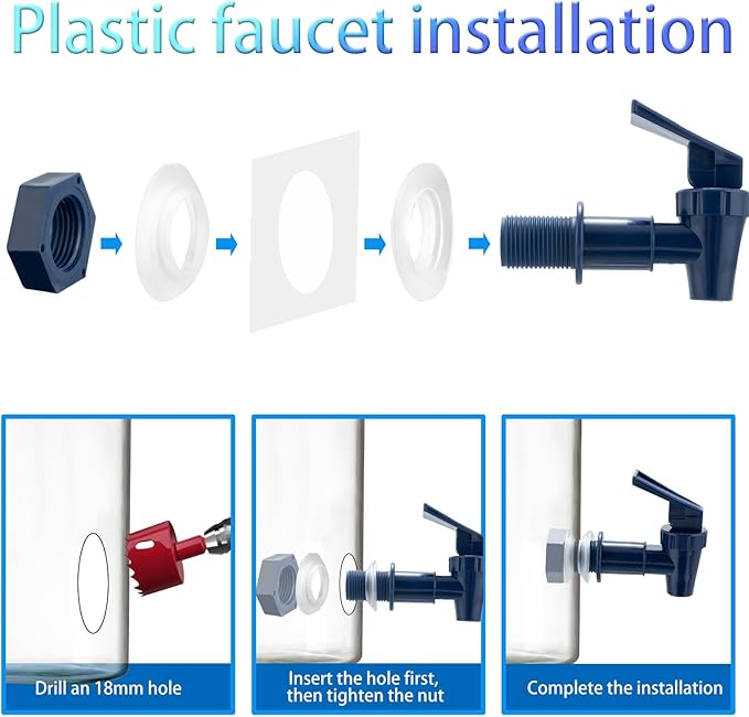 Replacement Cooler Faucet Water Bottle Jug, BPA-Free Plastic Spigot Spout Water Beverage Lever Pour Dispenser Valve, Crock Tap (2 Blue)