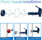 Replacement Cooler Faucet Water Bottle Jug, BPA-Free Plastic Spigot Spout Water Beverage Lever Pour Dispenser Valve, Crock Tap (2 Blue)