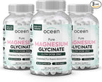 Pure Magnesium Glycinate with Zinc - Maximum Strength Chelated Magnesium Supplement for Women and Men for Muscle Cramps and Sleep Support - 3 Bottles