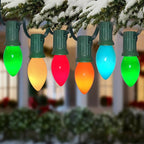 C7 Multicolor Christmas Replacement Bulbs, 25 Pack Multicolor Ceramic Light Bulbs Vintage Christmas Light Bulbs for C7 String Lights Night Light Candle Lamps, E12 Candelabra Base, 5 Watts