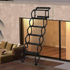 6 Steps Wall Mounted Attic Ladder, Indoor Attic Stairs Pull Down System, Metal Telescoping Step Ladders, Anti-slip Retractable Folding Stair, Loft Extension Steps Staircase for Garages(black, 6 Steps)