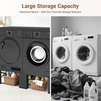 SKM 28" Dual-Pack Washer and Dryer Pedestals - Heavy-Duty Steel Laundry Stand Raiser for Washing Machine and Dryer, Compatible with Most 4.8-5.3 cu. ft. Capacity Appliances, Black