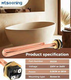 Mtsooning HE 55220 Water Heater Element Replacement for Eco Smart ECO POU 6,ECO 8, ECO 11,Rheem,Eemax,Richmond Electric Tankless Water Heater, 5.5KW 220V/ 6KW 240V 2PCS