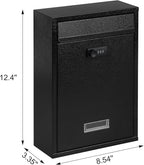 KYODOLED Locking Wall Mount Mailbox, Mail Boxes with Combination Lock for Outside, Security Drop Box with Code,12.4H x 8.54L x 3.35W Inches, Black