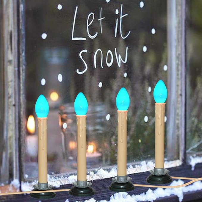 SUNSGNE C7 LED Blue Replacement Christmas Light Bulbs, 0.6W LED E12 Candelabra Base Bulbs - Great for Christmas Outdoor String Lights, Salt Lamp, Night Lights, Decorative Lights, Pack of 25