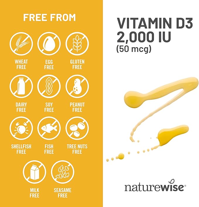 NatureWise Vitamin D3 2000iu (50 mcg) 90-Day Supply for Immune Support, Healthy Muscle Function, and Bone Health - Non-GMO, Gluten Free in Organic Extra Virgin Olive Oil, (Mini Softgel), 90 Count
