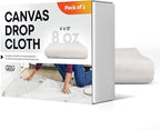 Canvas Drop Cloth 4' x 12' (48 sq.ft.) - Reusable & Eco-Friendly Painters Drop Cloth for Furniture, Surfaces & Floor Protection - 100% Recycled Cotton Canvas Tarp for Home Renovation by IDL Packaging