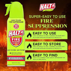 HALT! Fire Fighting Foam Spray – Non-Toxic, PFAS Free, Easy to Use, Store, and Find in Emergency – Compact & Portable – Ideal for Home, Kitchen, Apartment, Car, BBQ, Tailgate – Made in USA (2-Pack)