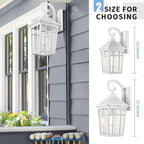 Darkaway 2pcs Large Outdoor Wall Lights for House, 18inch Exterior Lighting Fixtures Wall Mount White Outside Wall Sconce with Water Ripple Glass for Porch Patio Front Door