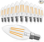 E12 Candelabra Bulb 40 watt Equivalent, E12 LED Bulb Dimmable Chandelier Light Bulbs, B10 Candle Light Bulbs 2700K Soft White, 90+CRI, 400LM, Cear Glass, 12 Pack