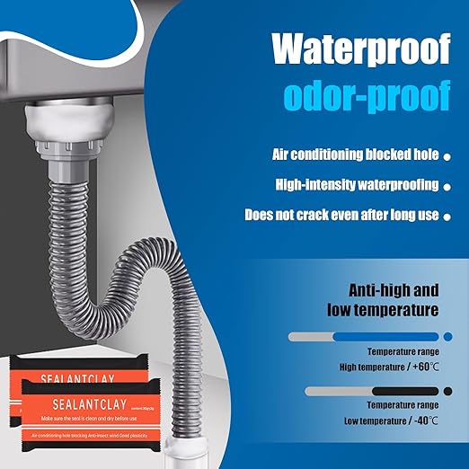 6 Pack White Seal Putty Quick Mending Waterproof White Sealant Putty - Ideal Sealing Clay for Air Conditioning Gaps, Drain Pipes & Duct Repair，Duct Seal Repair