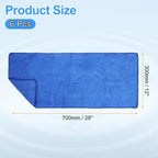 HARFINGTON 6 Pack Microfiber Cleaning Cloth, 28" x 12" Multi-Functional Cleaning Towels Reusable Absorbent Rags for Car Wash Kitchen Household Window Clean, Sapphire Blue