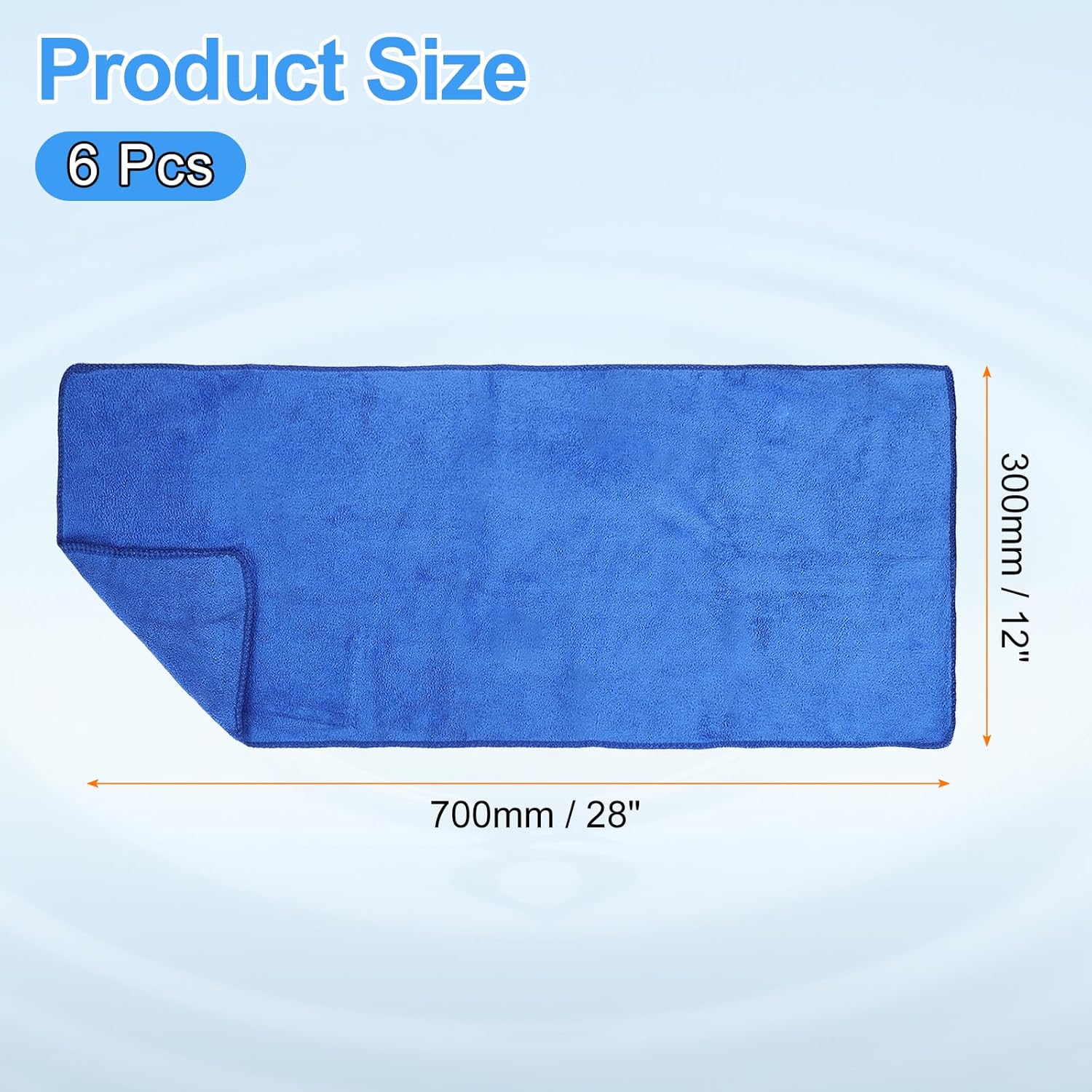 HARFINGTON 6 Pack Microfiber Cleaning Cloth, 28" x 12" Multi-Functional Cleaning Towels Reusable Absorbent Rags for Car Wash Kitchen Household Window Clean, Sapphire Blue