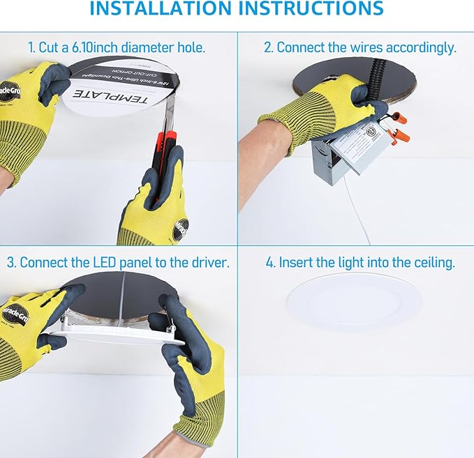 TORCHSTAR 6 Inch Slim LED Recessed Lighting with Junction Box, CRI90 Aluminum Dimmable 12W Ultra-Thin Recessed Light, 5000K Daylight, 1100LM Basic Series LED Downlight, ETL & ES & FCC, Pack of 6