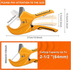 DOMINOX PVC Pipe Cutter, Cuts up to 2-1/2", Professional Cutting PEX, PVC, and PPR Pipe, Etc, Stainless Steel Blade and Aluminum Alloy Body, One-hand Rapid Cutting Tool for the Pipe