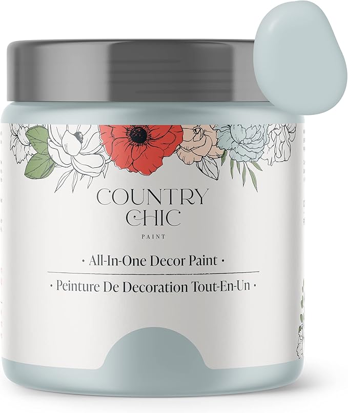 Country Chic All-in-One Chalk Paint for Furniture, Cabinets, Home Decor, Eco-Friendly, Matte Finish, Built-In Primer & Top Coat for Wood, Metal - No Wax Needed (- Pint 16 oz (475 ml)