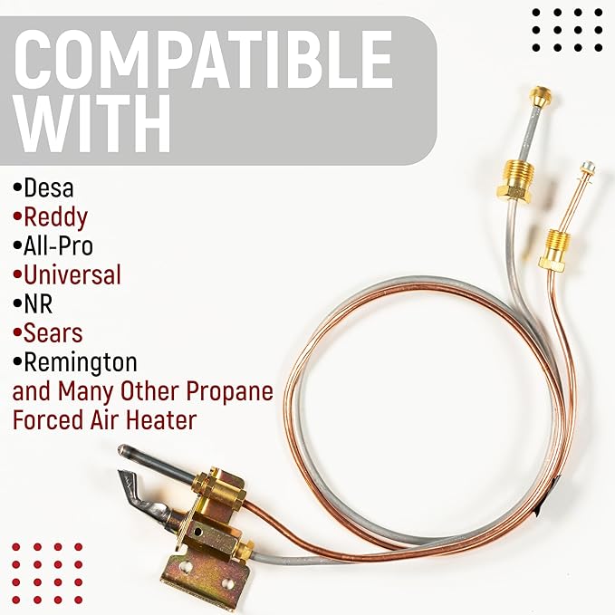 Water Heater Pilot Assembly, 24'' Pilot Thermocouple for Gas Water Heaters, Fits Desa, NR, Sears, Remington, Reddy, All-Pro, Universal