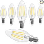Candelabra Light Bulbs 40 watt Equivalent, E12 LED Bulb Dimmable Chandelier Bulb, 5000K Daylight B10 Candle Light Bulb, 90+CRI, 400LM, Cear Glass, 6 Pack