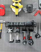 Heavy Duty Tool Organizer, 16"W x 7.48"H x 5.51"D, 4 Wall Mount Anchors, 3.95" Between Slots, Sturdy Steel Construction, Ideal for Power Tools