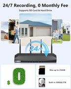 【Auto Tracking】 Security Cameras Wireless Outdoor, WiFi Cameras for Home Security, Home Video Surveillance System, Surveillance DVR Kits