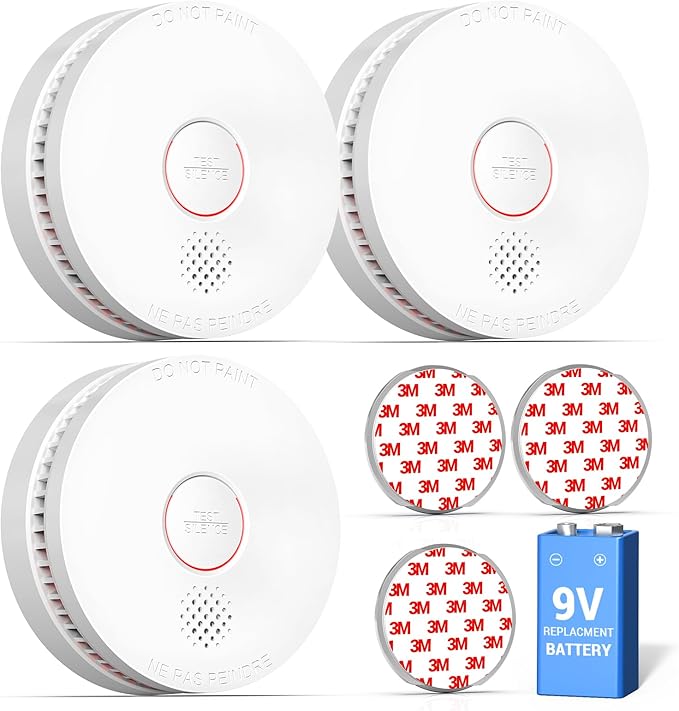 SITERWELL Smoke Detector, 10 Year Product Life Fire Alarm with Magnetic Fastening Kit, Smoke Alarm with Photoelectric Sensor and Low Battery Warning Function for House, UL217-10th Listed,GS509A,3 Pack