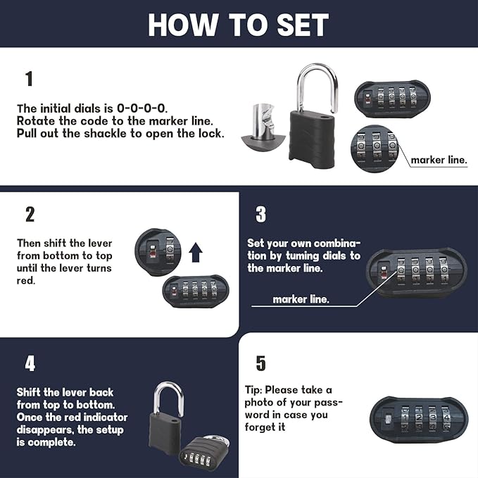 SEPOX 2PCS Large Combination Padlock, 2-5/8" Extra Long Shackle, Outdoor Combo Lock 2.2" 55mm Aluminum Body, Weatherproof, Ressetable 4Digital, Uncuttable Shackle, for Home, School, Gate, Garden