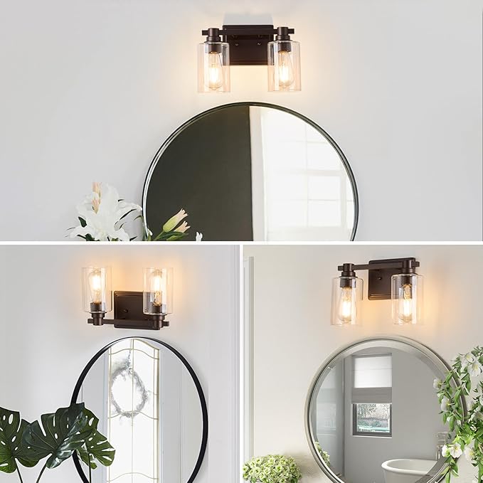 2 Lights Bathroom Lighting Fixtures Over Mirror Oil Rubbed Bronze Bathroom Vanity Light Fixture Farmhouse Vanity Light Vintage for Bedroom Living Room Hallway