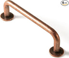 Goo-Ki 6 Pack Antique Copper Cabinet Pull Dark Copper Drawer Handles, 3 inch(76mm) c-c Solid Vintage Copper Bar Pulls Red Bronze Kitchen Hardware for Dresser Wardrobe Cupboard 9338AC-76