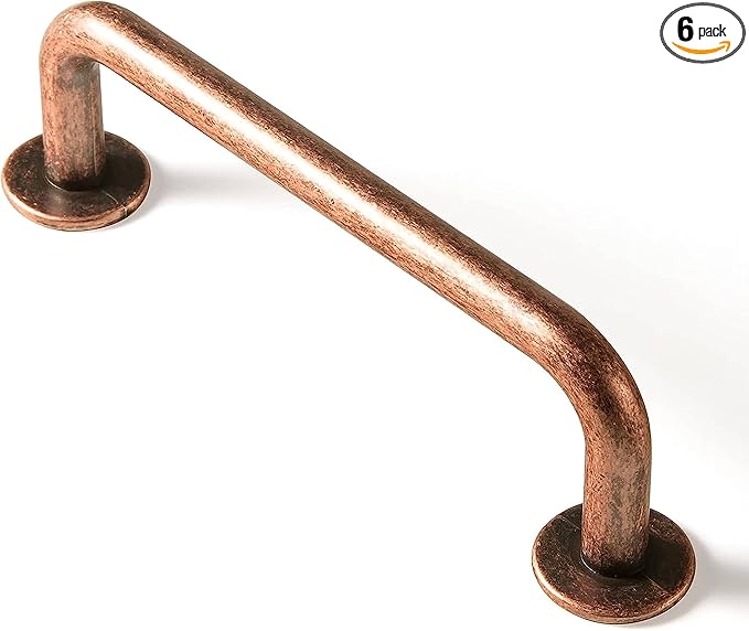 Goo-Ki 6 Pack Antique Copper Cabinet Pull Dark Copper Drawer Handles, 3 inch(76mm) c-c Solid Vintage Copper Bar Pulls Red Bronze Kitchen Hardware for Dresser Wardrobe Cupboard 9338AC-76