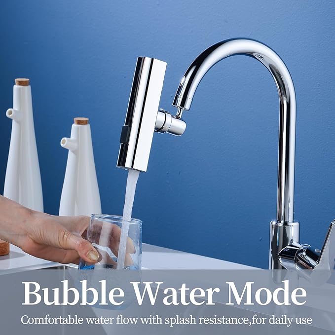 Kitchen 360° Faucet Extender with 55/64''(22mm) Female Thread, Swivel Sink Water Faucet Aerator with 3Modes, Faucet Sprayer Attachment for Kitchen, Faucet Replacement Part FM22