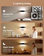 Motion Sensor Night Light, Rechargeable 5000mAh Battery Wall Sconce with Remote, 18 Colors, Dimmable, Timer, for Bedroom, Hallway, Stairs, Bathroom, Living Room (2-Pack, Black)