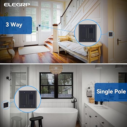 ELEGRP Digital Dimmer Light Switch for 300W Dimmable LED/CFL Lights and 600W Incandescent/Halogen, Single Pole/3-Way LED Slide Dimmer Light Switch, Wall Plate Included, UL Listed, 1 Pack, Matte Black