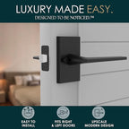 Mega Handles Apex Privacy Door Handle - 1 Pack Reversible Interior Black Door Handle, Heavy Duty Bed & Bath Door Handles with Privacy Door Lock, Fits All Standard Doors - Matte Black