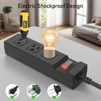 Outdoor Power Strip Weatherproof, KPQ IPX6 Waterproof Surge Protector with 3 Wide Outlets, 10FT Flat Plug Extension Cord, Wall Mountable for Home, Office, Dorm, Patio, FCC UL Listed