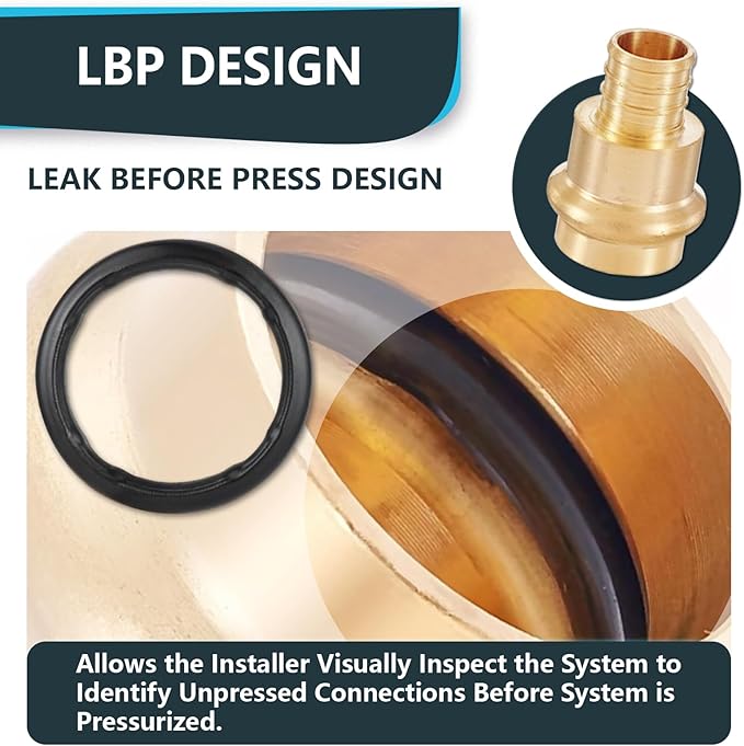 (Pack of 5) Seelink 3/4"Press x 3/4"Pex Crimp Coupling Brass Adapter, Press Fittings For Copper and Pex Pipe Connection(PEX1807346-5Pack)