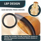 (Pack of 5) Seelink 3/4"Press x 3/4"Pex Crimp Coupling Brass Adapter, Press Fittings For Copper and Pex Pipe Connection(PEX1807346-5Pack)