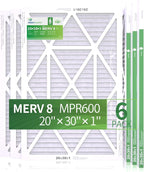20x30x1 Air Filter 6 Pack, Durable MERV 8 Pleated Home HVAC AC Furnace Filters, Lightweight Compact Air Conditioner Filter Replacement