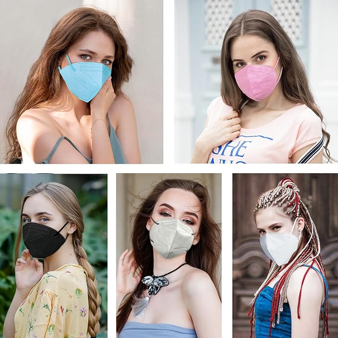 HUHETA 50 Packs KN95 Face Mask 5-Ply Breathable & Comfortable Filter Safety Mask (50PCS-MTC III Color)