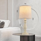 Lamps Set of 2 Vintage Rustic Farmhouse Table Lamps Bedside Reading Lamp Bedroom Nightstand Living Room Teapoy Lamp, Desk Light, 22 Inch High, White Wash, with Fabric Shade, Bulb Not Included