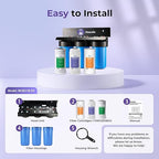 iSpring Anti-Scale Whole House Water Filter System, Reduces up to 99% Chlorine, Odor, and Sediments, 3-Stage Water Descaler and Water Filter, 1" Inlet/Outlet, Model: WGB31B-DS