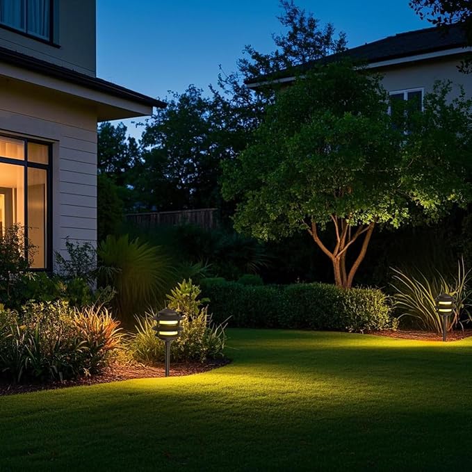 Lumina Lighting® Low Voltage Landscape Lighting Cast-Aluminum Pagoda Path and Area Light Warm White 4W G4 LED Bulb and ABS Ground Stake Included for Yard Walkway Lawn PAL0103-BZLED6 (Bronze, 6-Pack)