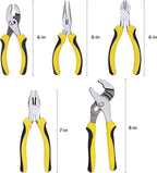 TOPLINE 5-Piece Pliers Set, Pliers Tool Set Included 8" Groove Joint, 7" Linesman, 6" Long Nose, 6" Slip Joint, 6" Diagonalfor Basic Home Maintenance