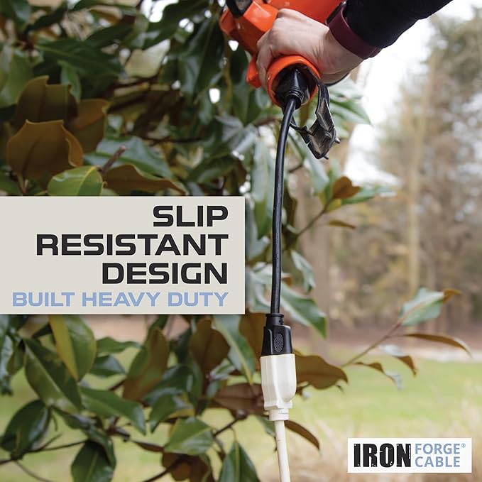 Iron Forge Cable Weatherproof 6 Ft Outdoor Extension Cord - 16/3 SJTW Heavy Duty Beige Extension Cord 3 Prong - 13 Amp Exterior Power Cable