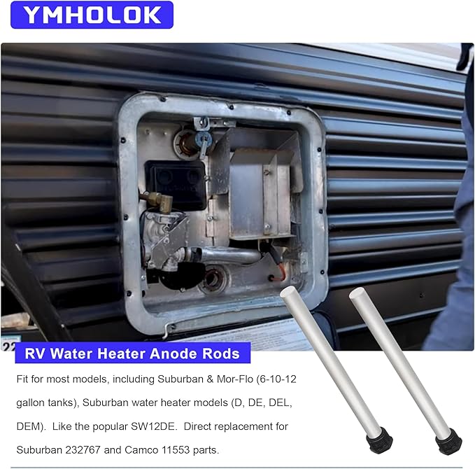 4PC RV Water Heater Anode Rods (9.25" x 3/4" NPT) Magnesium Anode Rod Fit for most of RV Water Heater,for Suburban Models, Suburban & Mor-Flo RV Water Heater parts