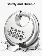 Puroma Combination Lock, Stainless Steel Disc Padlock with Hardened Steel Shackle, Keyless Heavy Duty Combo Lock for Outdoor Sheds Fence, Gate Hasps, Storage Unit, School Gym Locker (1 Pack, ‎Silver)
