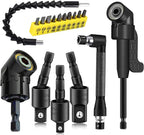 17Pcs Flexible Drill Bit Extension, Include 3Pcs Rotatable Socket Adapter 2Pcs Hex Shank 105° Right Angle Drill Attachment 10 Short Screwdriver Bits 90° Angled Bits and Bendable Extension