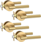 Asidrama 4 Pack Champagne Bronze Privacy Door Handles, Door Lever with Door Knobs Indoor for Bedroom or Bathroom, Heavy Duty Door Handles Interior with Locks for Left Right Sided Doors
