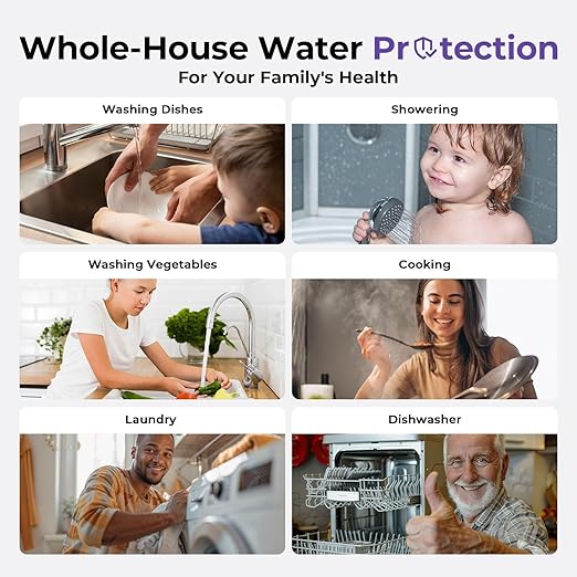 iSpring Anti-Scale Whole House Water Filter System, Reduces up to 99% Chlorine, Odor, and Sediments, 3-Stage Water Descaler and Water Filter, 1" Inlet/Outlet, Model: WGB31B-DS